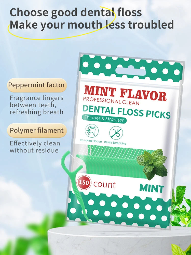 Mint dental floss stick - home portable disposable care dental floss stick - oral care - deep cleaning - interdental cleaning